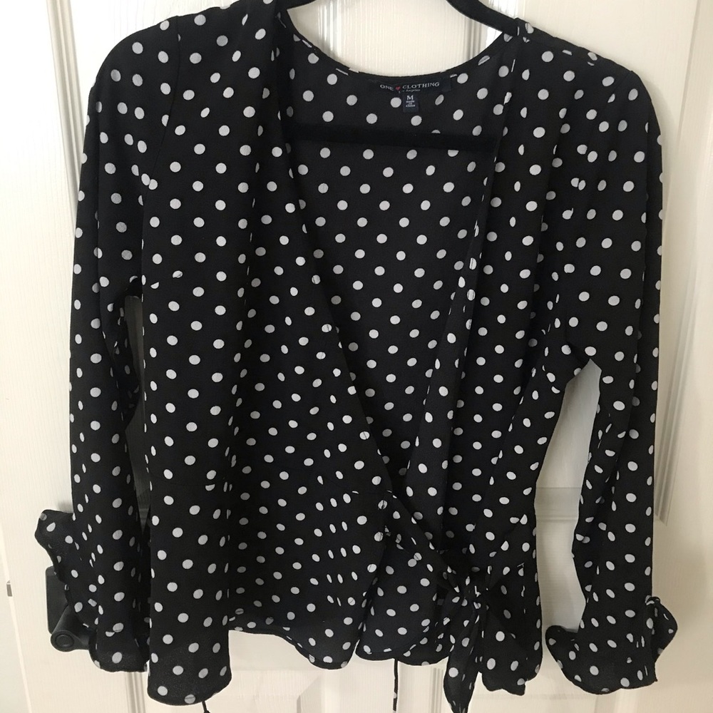 Polka Dot Wrap Blouse